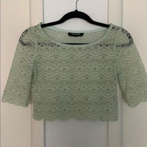 Light green lace crop shirt